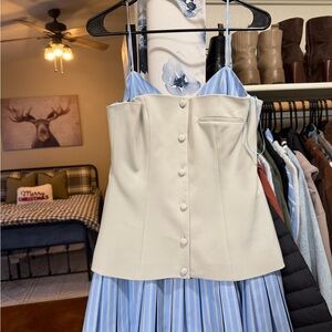 Zara Cream and Blue Striped Blouse